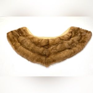 Vintage Mink Light Brown Mink Fur Collar Light Brown Satin Interior Two Clasps